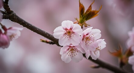 Fototapeta premium Delicate Pink Cherry Blossoms Spring Flowers Close Up