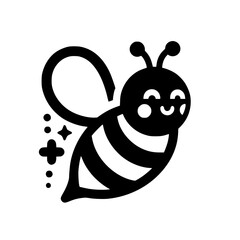 Adorable Cartoon Bee Illustration: Black and White Happy Bee Design