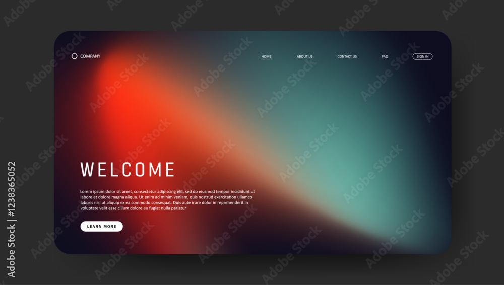 Aufkleber fluid gradient landing page website design.