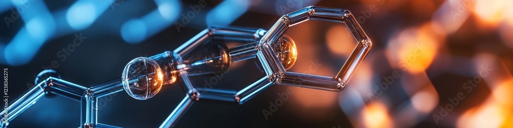 Aufkleber abstract molecular structure with glowing spheres and network connections on a colorful background