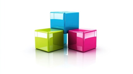 Colorful cubes stacked on white background