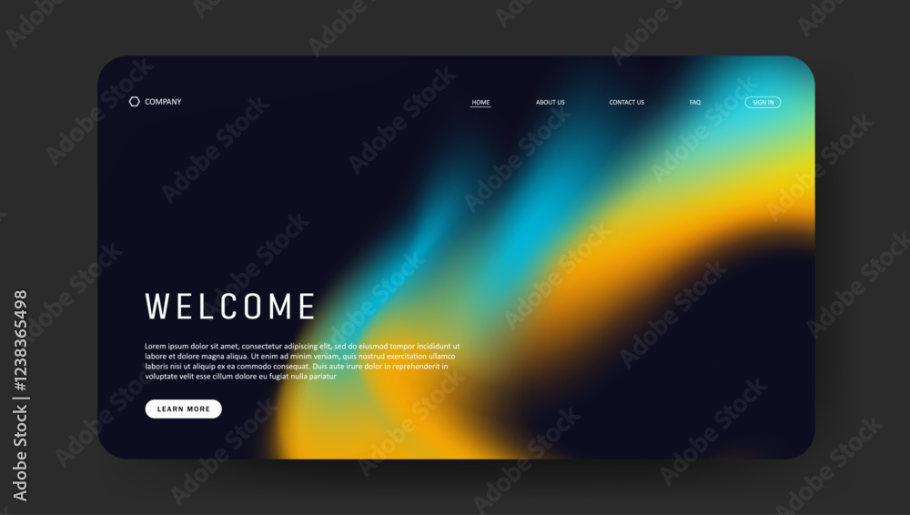 Poster fluid gradient landing page website design.