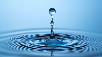 Gota de agua cayendo en superficie líquida con ondas concéntricas