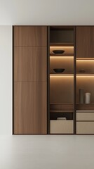 A sleek, minimalist kitchen cabinet.