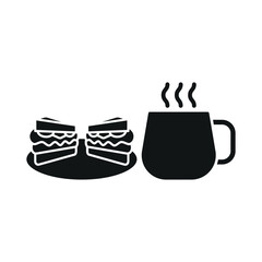 Coffee glass and sandwich set food drink icon represents a harmonious pairing of a rich, energizing brew and a savory, satisfying sandwich, perfect for café menus, restaurant branding