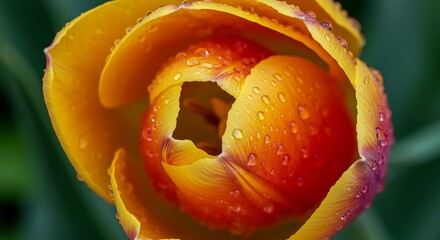 Dew-kissed Orange Tulip Closeup Macro Photography