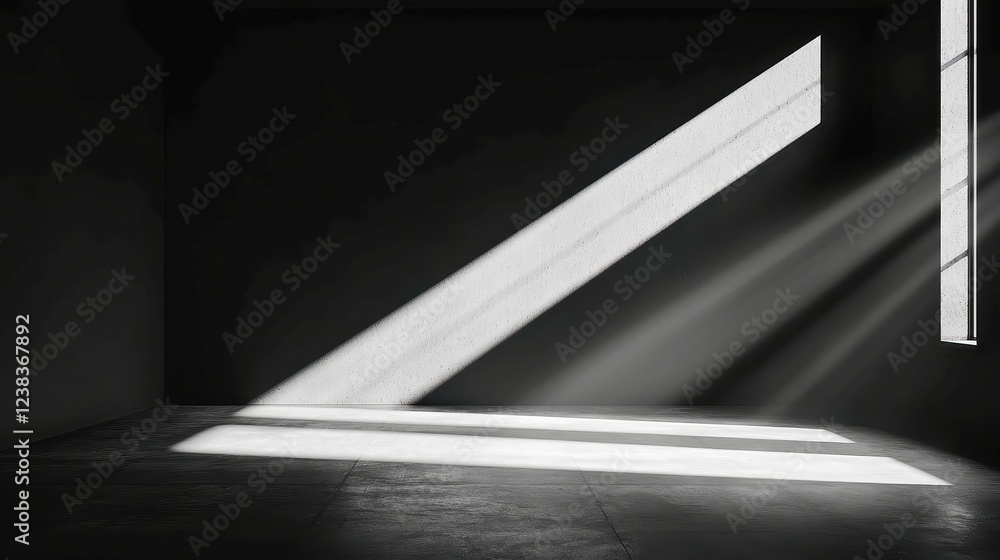 Poster monochrome exploration of light and shadow, a minimalist composition emphasizing contrasts, evoking 