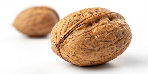 Nutritious Single Walnut Isolated on a Bright White Background for Healthy Snacking