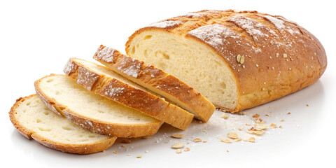 Naklejka premium Freshly Sliced Bread Isolated on a Clean White Background for Culinary Inspiration