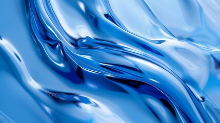 A blue wave with a shiny, metallic texture
