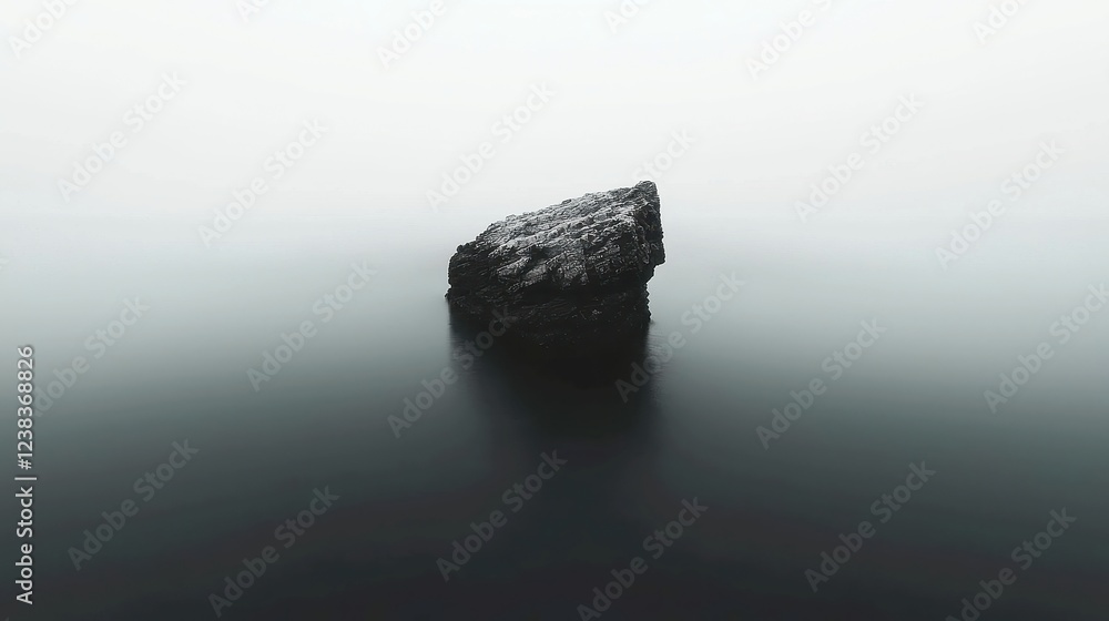 Poster ethereal greys, a serene monochrome gradient enveloping a minimalist backdrop, creating a tranquil a