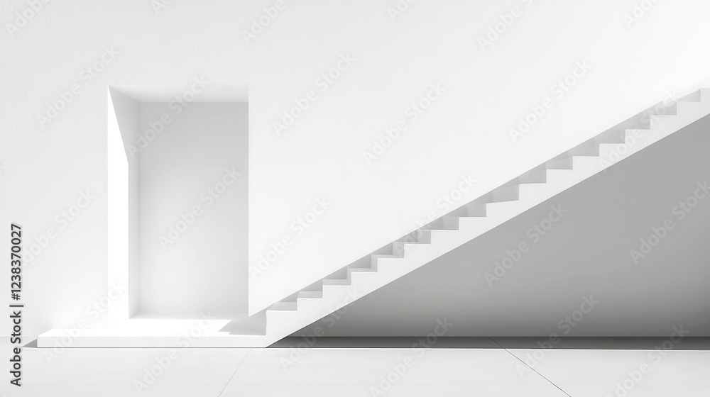 Poster hushed geometry, a serene interplay of structured forms and soft contrasts, featuring a minimalist b