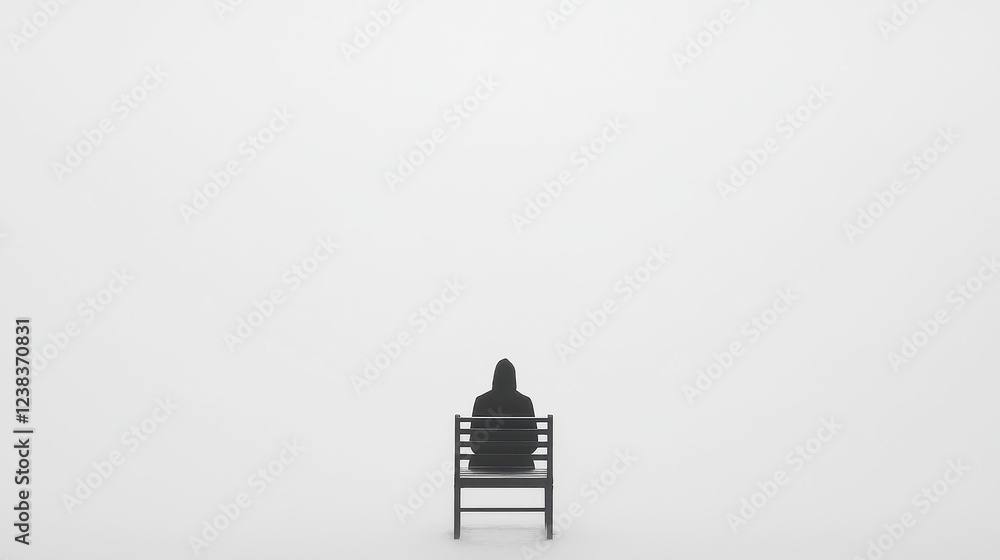 Poster melancholy in monochrome, a grayscale scene that evokes nostalgia, featuring a minimalist background