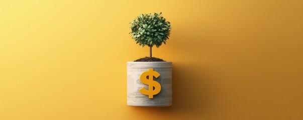 A potted plant in the shape of a dollar sign symbolizing the growth prosperity and financial success that can be achieved through wise investments and business strategies