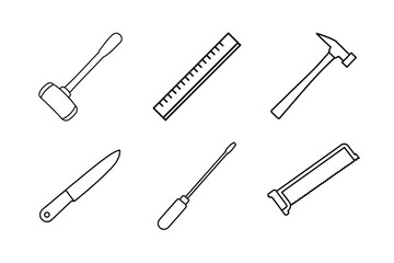Basic Hand Tools line art icon 