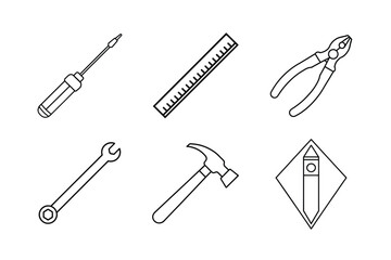 Basic Hand Tools line art icon 