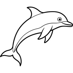 Fototapeta premium Dolphin line art vector on white background.