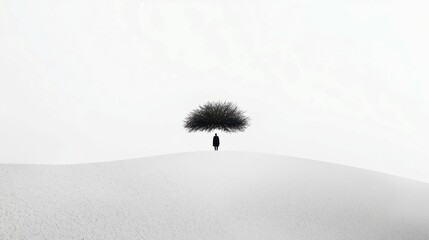 Monochrome Solitude, an empty grayscale landscape captures the essence of stillness, featuring a minimalist background and vast free space that invites reflection.