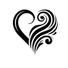 Elegant Black and White Heart Design: Romantic, Abstract Vector Illustration. Perfect for Valentines, Tattoos, and Decor.