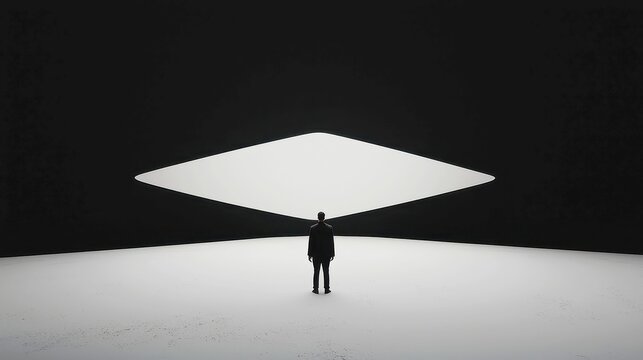 Monochrome Mindfulness, a tranquil minimal scene emphasizing negative space, fostering reflection with a clean, uncluttered aesthetic and a serene atmosphere.