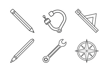 Basic Hand Tools line art icon 