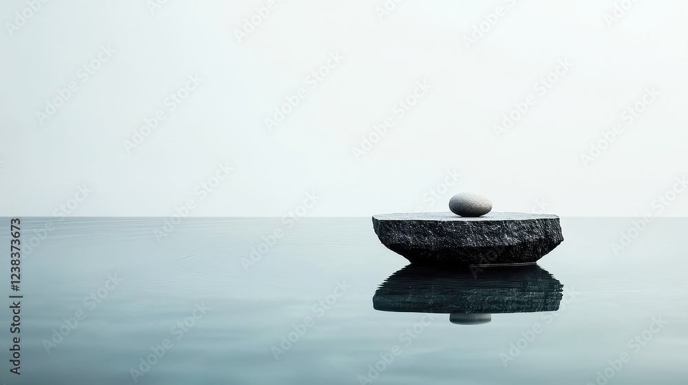 Poster shades of stillness, a tranquil grayscale arrangement showcasing minimalism, featuring a clean and s