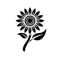 Elegant Black and White Sunflower: Minimalist Floral Design, Botanical Illustration, Simple Nature Art, Classic Vector Graphic, Decorative Image