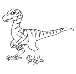 Cute cartoon hand drawn vector Dinosaur tiranosaur rex outline.