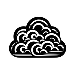 Abstract Black and White Cloud Illustration: Nature, Sky, and Weather Vector Graphic