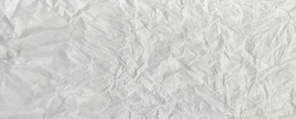 Crumpled grey paper texture. Abstract light background with wrinkled cardboard texture. Vector illustration horizontal fold crumpled empty white paper template for posters and banners