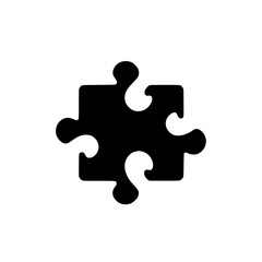 Jigsaw Puzzle Piece: Solution, Teamwork, and Unity. Black and white graphic design, perfect for websites, presentations, and more.