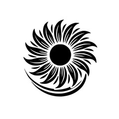 Black and White Sunflower: Elegant Minimalist Floral Design, Abstract Botanical Art, Simple Nature Graphic, Decorative Vector Illustration, Stylish Monochrome Image