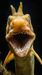 HD Phone Wallpaper Striking Close Up of a Gulper Shark s Jaw Underwater Marine Life Photography