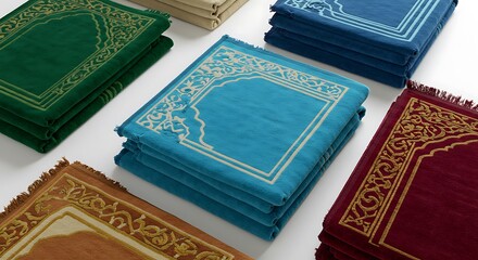 Fototapeta premium Soft Velvet Prayer Rugs Multicolor Set Islamic Decor