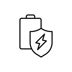 Battery saving outline icons, minimalist vector illustration ,simple transparent graphic element .Isolated on white background