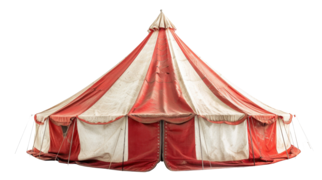 Big red and white circus tent standing on transparent background - Powered by Adobe