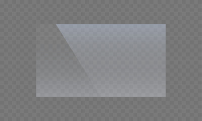 Shiny glass transparent plate. Screen reflection illustration on a transparency grid background