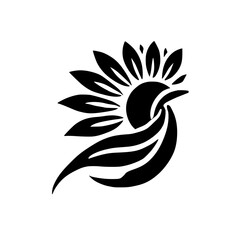 Black and White Minimalist Sunflower Design: Elegant Botanical Art Print.  A simple yet stylish floral graphic, perfect for modern home decor or as a nature-inspired design element.