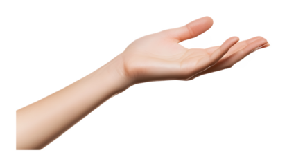 Hand asking for something on a transparent background. isolated background.