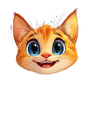 Cute Cartoon Cat Sticker with Expressive Eyes and Playful Features