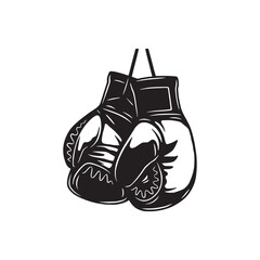 Hanging boxing gloves concept. Boxer gloves design illustration, vector.