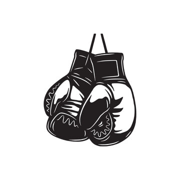 recommend clip art: Hanging boxing gloves concept. Boxer gloves design illustration, vector.