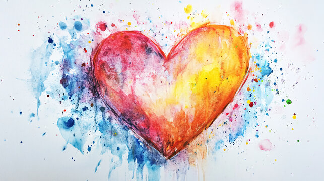 An artistic watercolor representation of a heart symbolizing love and relationships.