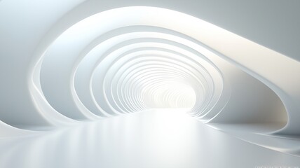 Obraz premium Curved White Tunnel Leading to a Bright Horizon