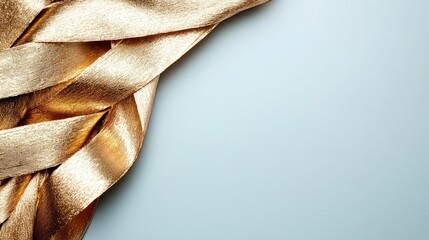 Elegant golden braid on a soft pastel background, ideal for luxurious fashion and creative design concepts