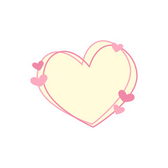 Yellow heart with pink border. Romantic greeting card design with a place for text. Elegant decor for invitations, posters, decorations.