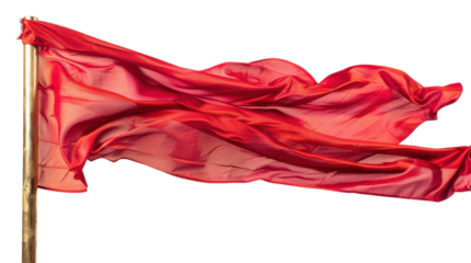 Red flag waving on transparent background: perfect for political or protest concepts