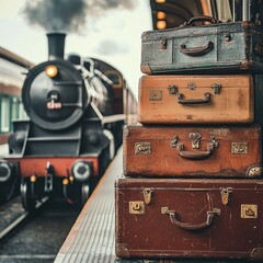 Stylish travel suitcase on a luggage rack, ready for an adventure or vacation.
