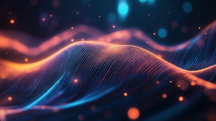 Fototapeta premium Waves of Light Dance in a Digital Landscape