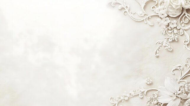 Fototapeta Elegant White Floral Design On A Textured Background